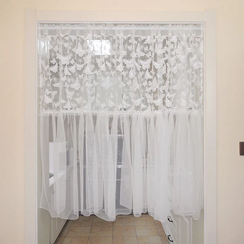 

Light Luxury 3D Butterfly Embroidery Tulle Curtain White Lace Light-transmitting Screen Fabric For Window Door Partition Drapes4