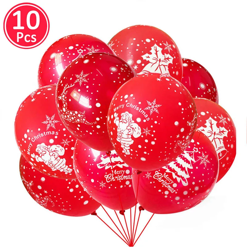 10pcs red 1 Счастливый год фольги набор воздушных шаров Счастливого Рождества вечерние украшения для дома украшения Санта Клаус дерево Рождественский снеговик - Цвет: 10pcs red 1