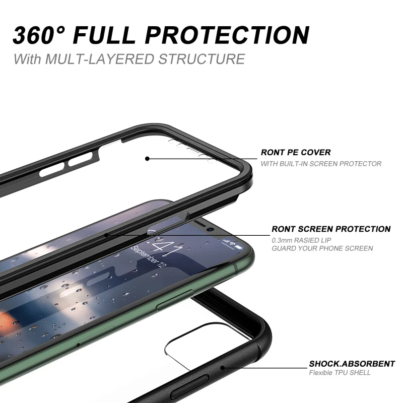 Грандевер Жесткий Чехол для iPhone 11 pro XS Max чехол с защитой экрана PC TPU силикон 360