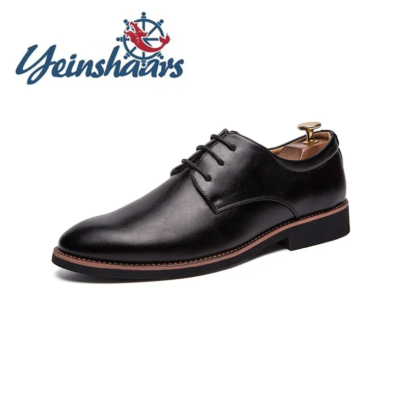Mens Shoes Casual Oxford For Men Fashion Leather Formal Classic Black Retro Dress Lace-Up Elegantes Shoe | Обувь