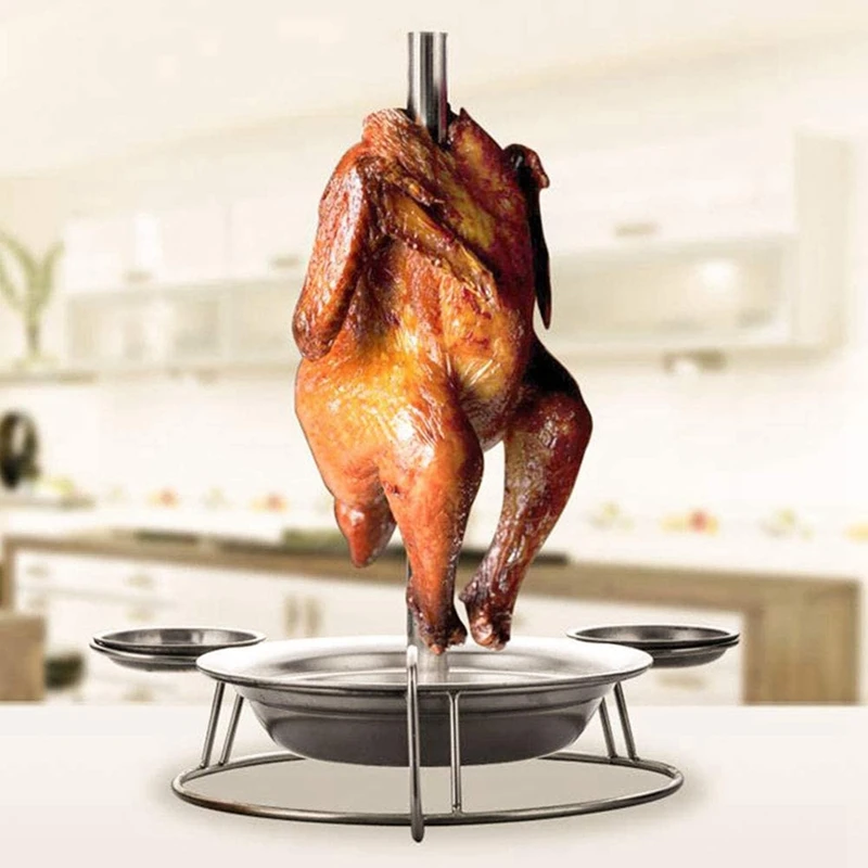 

Vertical Stainless Steel Chicken Roaster Rack,Duck Holder Grill Stand Roasting,BBQ Barbecue Tray for Oven,Grill Tool