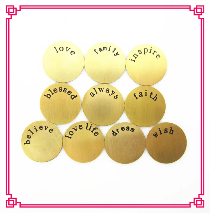 Золотой цвет 22 мм круглые плавающие пластины из нержавеющей стали мечта о любви