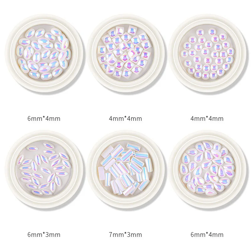 

1 Box Nail Art Jewelry Diamonds Symphony Pearl AB Flatback Crystals Stone Rhinestones 3D Decorations Supplies