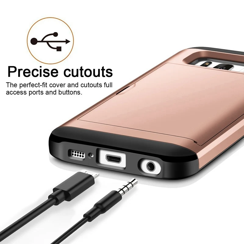 UPaitou Hybrid Armor Case for Samsung Galaxy S8 S7 S6 Edge Plus S5 S4 Wallet Card Holder Bumper Cover |