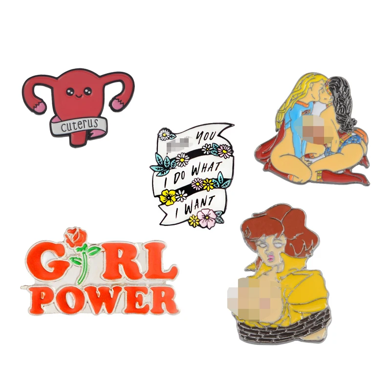 

Feminism Liberalism Hurray ! Women's Feminist Motivational Female Red Rose Girl Power Uterus I Do What I Want Enamel Brooch Pin
