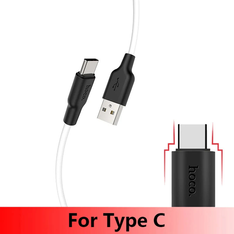 type c cable HOCO X21 Plus Мягкий силиконовый USB кабель для iPhone 11 pro max type-C кабель для samsung Xiaomi huawei Micro кабель 2 м 1 м 0,25 м - Цвет: type c cable