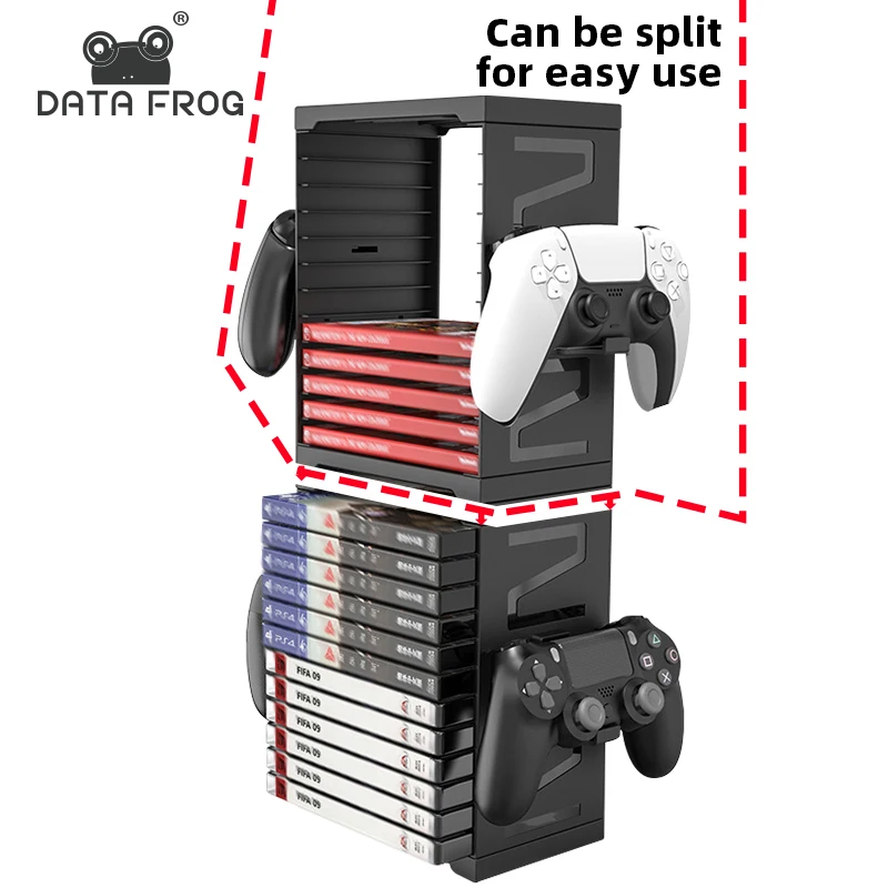 

DATA FROG Multi-layer Storage Stand for Xbox Series X/Xbox One/Nintendo Switch/PS4/PS5 Game Disc Shell Tower With Gamepad Holder