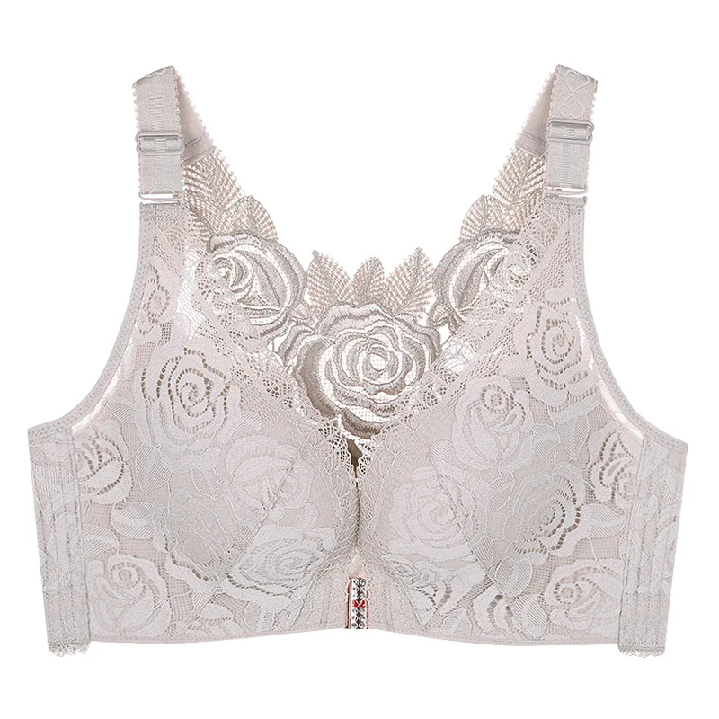 Женское нижнее белье тонкое с застежкой спереди розами большие размера плюс 120DE