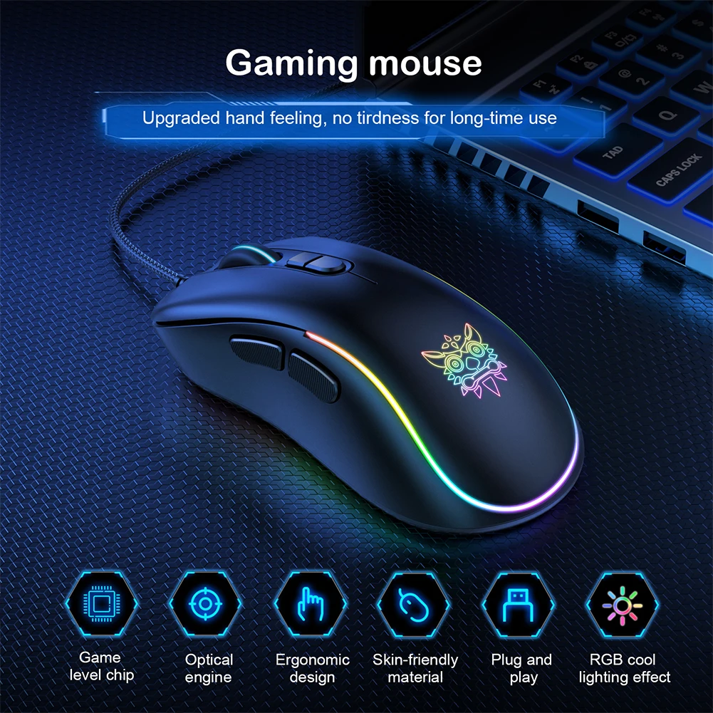 

USB Mouse Professional Computer Laptop USB 2.0 RGB Wired Mouse Adjustable for Home Office Business Accessories