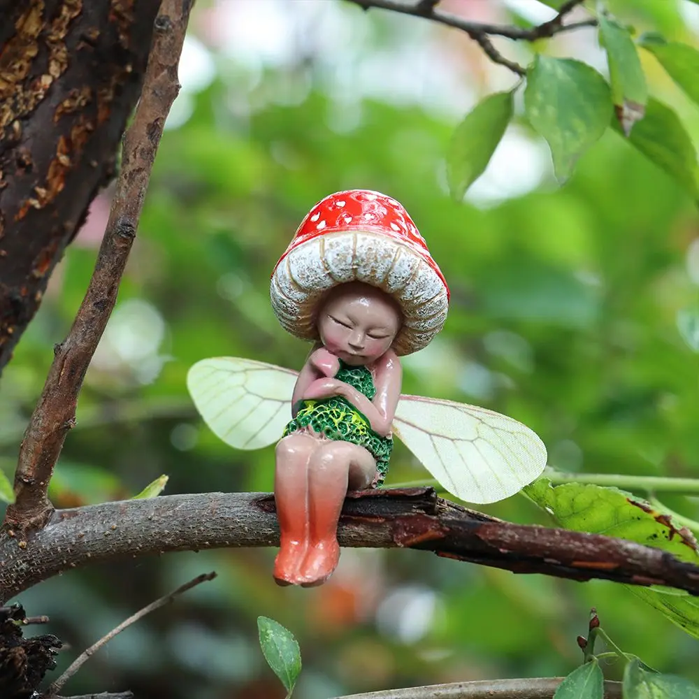

Cute Garden Resin Crafts Home Fairy Statue Child Small Gifts Mini Sleeping Mushroom Hand Painted Ornament
