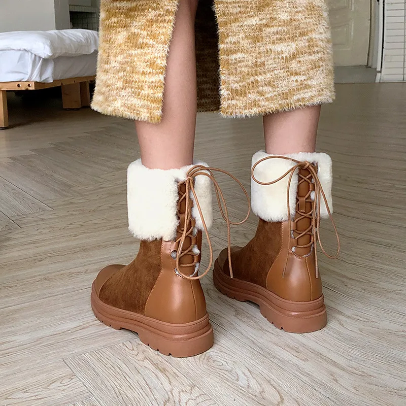 

Asumer 2020 new arrival winter snow boots women genuine leather thick fur flat shoes comfortable casual ankle boots women