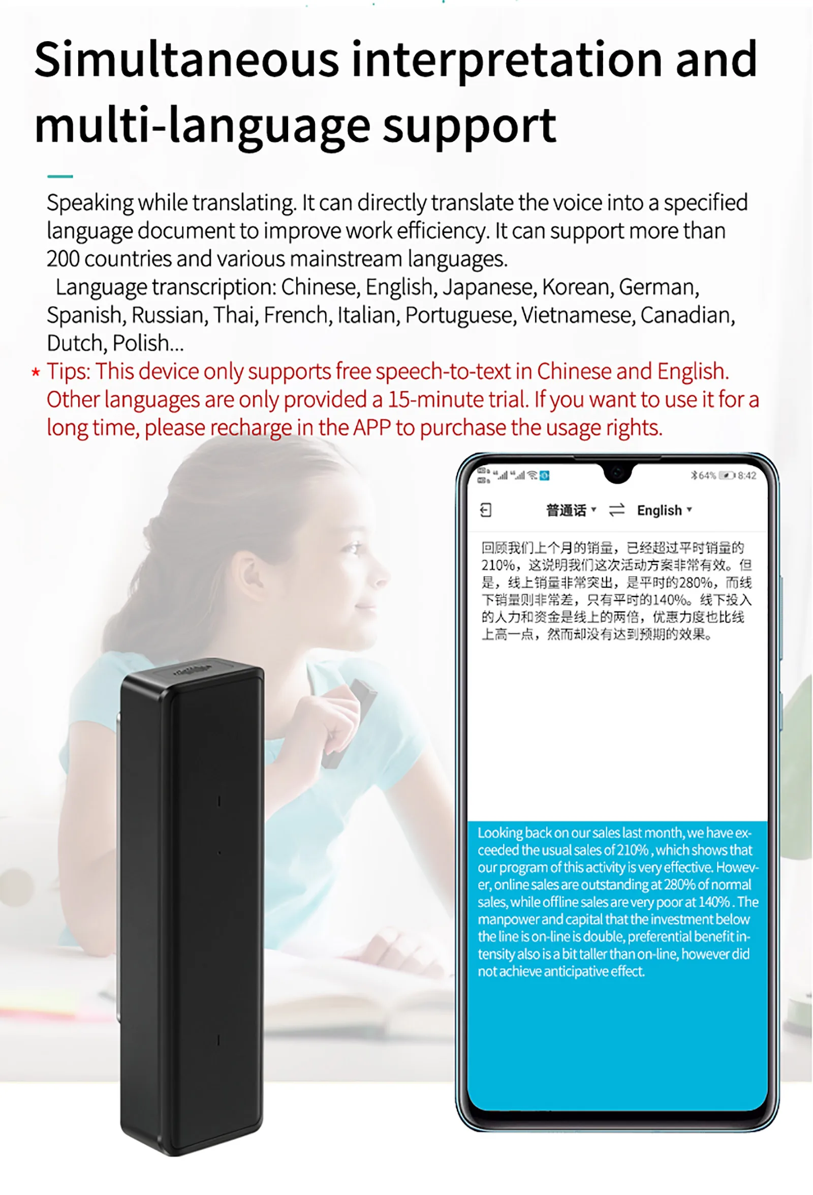 

Smart Voice Recorder Mini Translator Portable Real Time Multi Language Voice/Text/Photo Translation Wearable Audio Recorder