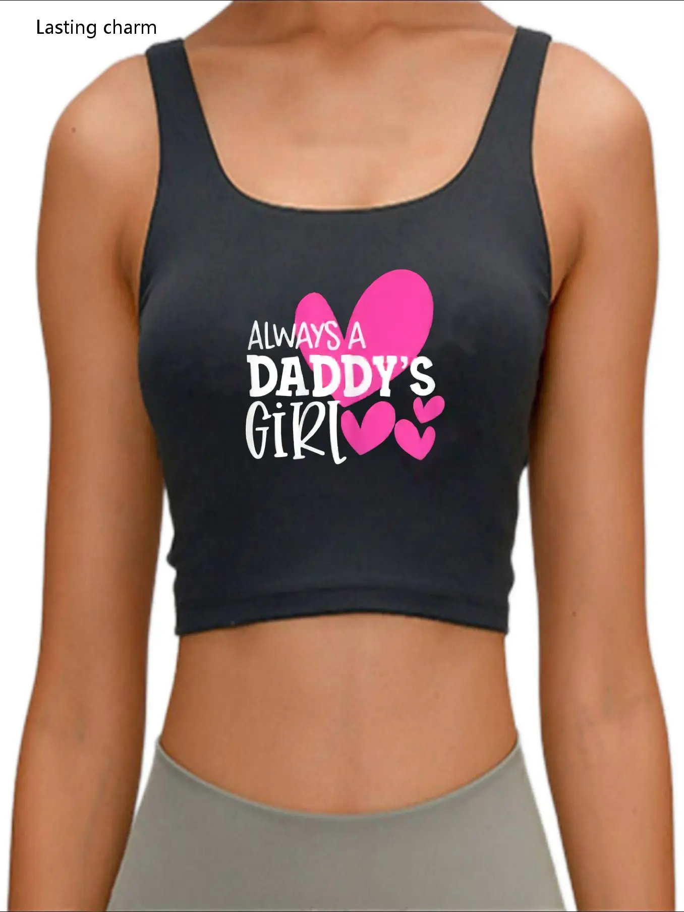 

Always a Daddy's Girl Inscription Print Crop Top Women's Humor Fun Flirt Sexy Slim Fit Sports Tank Top