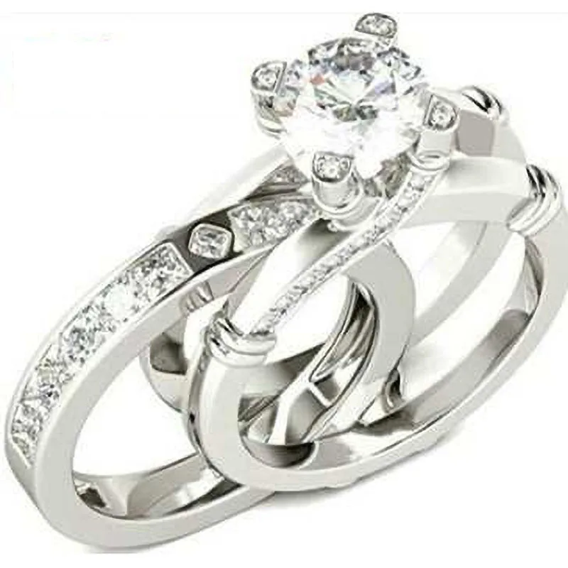 

2 Pcs/Set Trendy Creative AAA Zircon Wedding Rings For Women Gold/Rose Gold/Silver Color Female Bride Jewelry Valentine Gifts