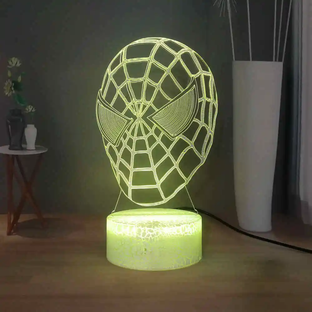 Настольная лампа с маской спайдермена светодиодный светильник Marvel Comic Superhero RGB 7