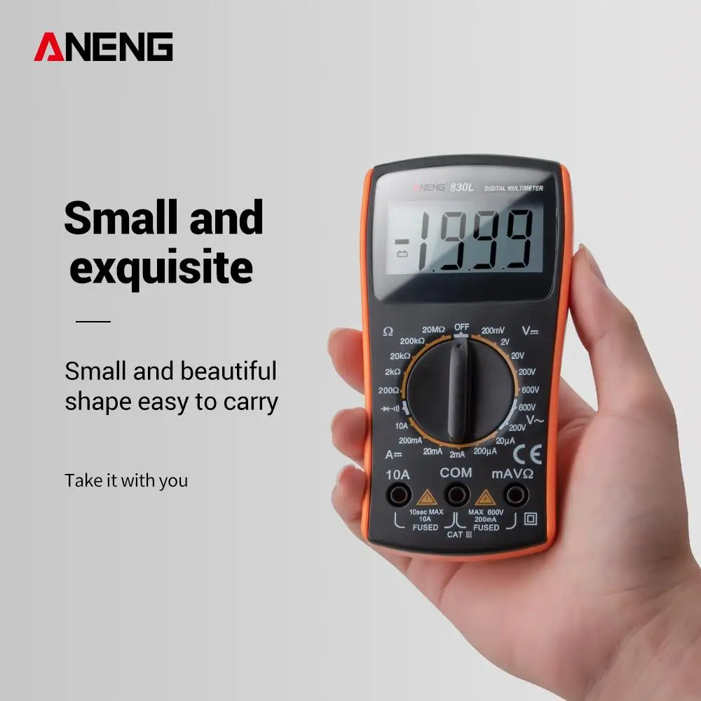 ANENG 830L мини пальмовый Цифровой мультиметр 2000 Counsts ручной диапазон сопротивления