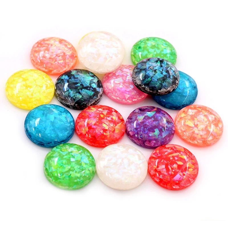 

6/8/10/12/14/16/18/20mm New Fashion Mix Color Built-in metal foil Flat back Resin Cabochons Cameo