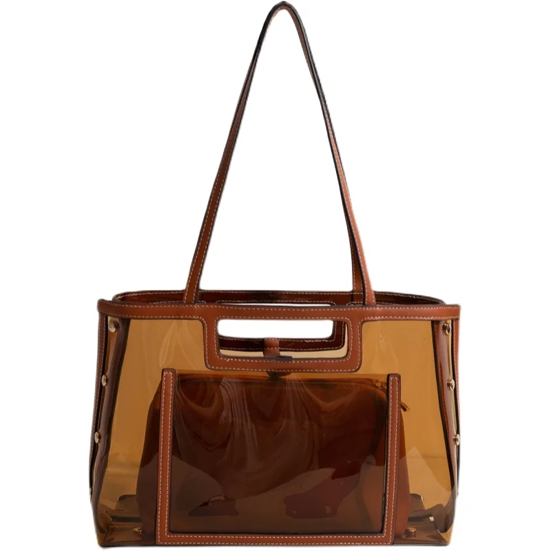 

[BXX] Simple Transparent PU Leather Bags For Women 2021 Summer Branded Shoulder Bag Handbags Trending Luxury Hand Bag HS549