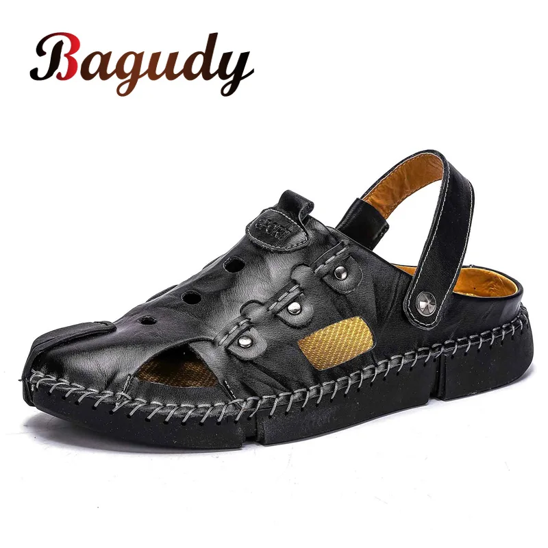 Сандалии мужские из натуральной кожи Классические уличные пляжные кроссовки