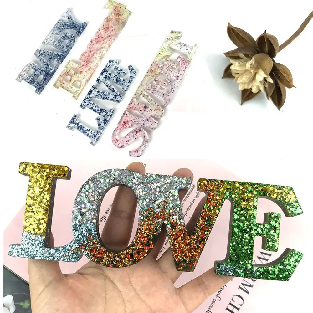 

Alphabet Epoxy Resin Transparent Mold DIY Craft Birthday Party Wedding Home Decoration Mr&Mrs 3D Silicone Letter Love Molds