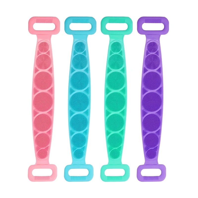 

Magic Silicone Brush Bath Towel Body Belt Rubbing Exfoliating Back Wash Skin Clean Massage Shower Extended Scrubber Bathroom