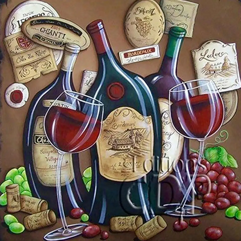 

5D алмазная живопись «сделай сам», вышивка крестиком, винный алмаз, вышивка пейзаж, картина стразы, мозаика, вышивка, домашний декор, подарки