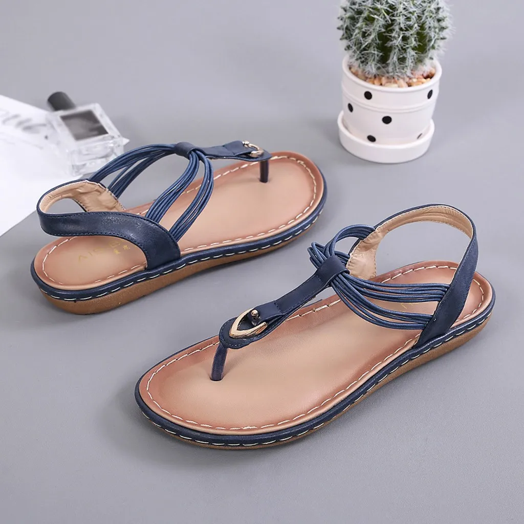 

Women Sandals Flat Heels 2020 New Bohemian Roman Style Round Toe Sandals Summer Beach Shoes Soft Shoes sandalia feminina Drop12