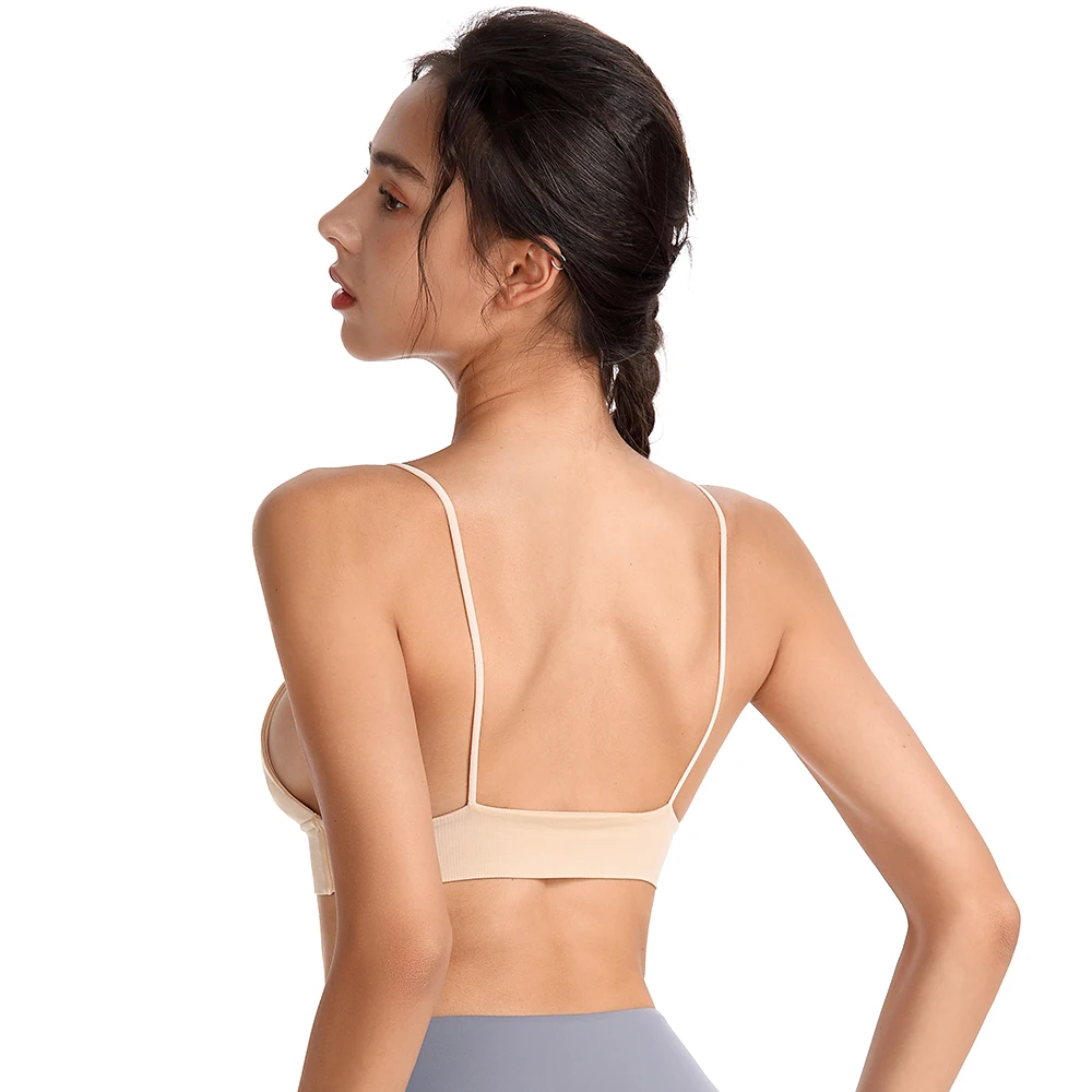 

Sports Bras For Women Push Up Wireless Deep V Thin Nylon Padded Sleepwears Gym Workout Yoga Bralette Underwear Daily Fitness Top