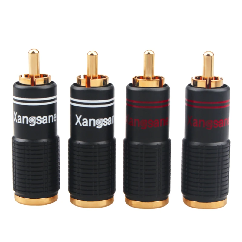 

4 шт. чистый Медь RCA позолоченный штекер аудио адаптер Hi-Fi Сделай Сам усилитель Динамик Кабельный разъем