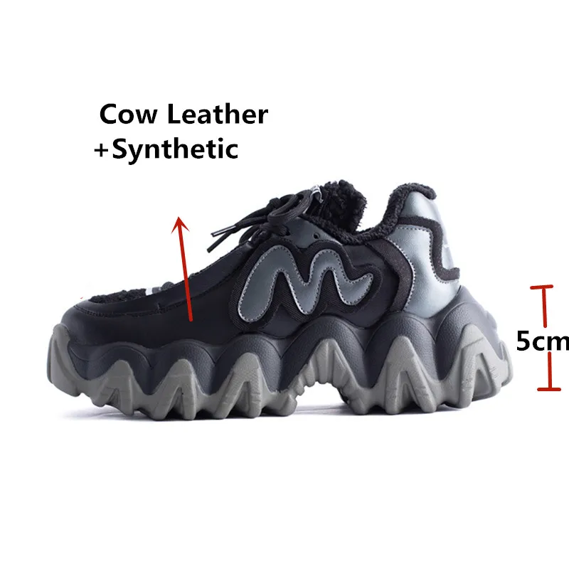 Женские кроссовки FEDONAS теплые из натуральной кожи на плоской подошве для