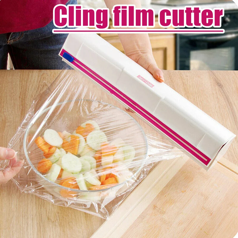 

Plastic Wrap Dispenser Holder Cutter Food Wrap Kitchen Food Plastic Wraps Hold B99