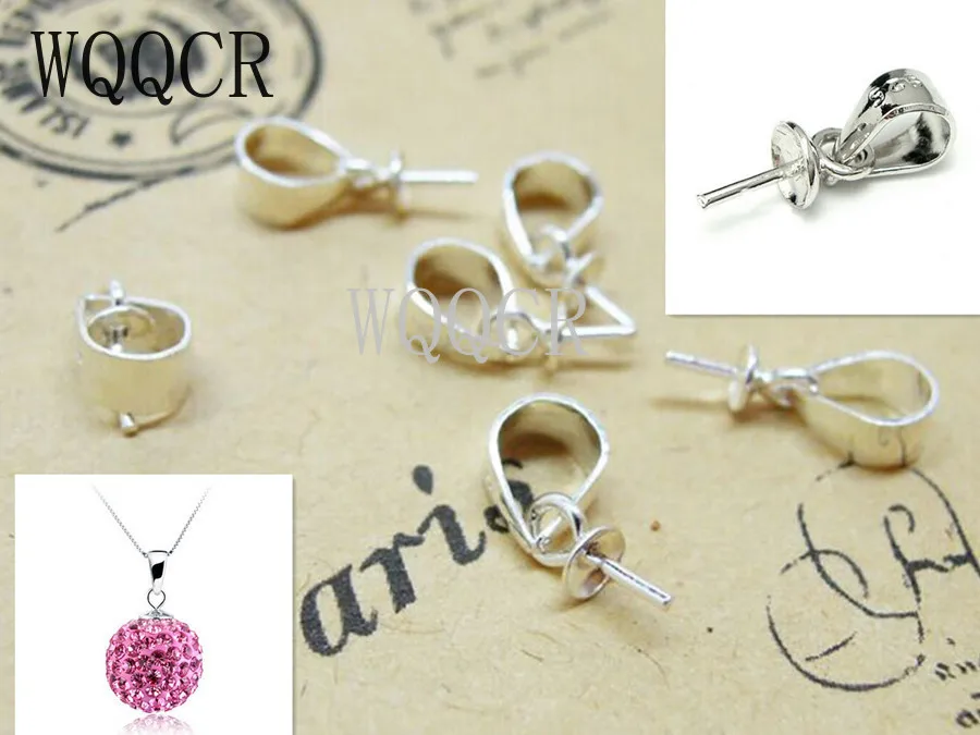 

20PCS 925 sterling silver Jewellery Sets Findings Genuine Pure 925 Sterling Silver colorCup Cap Bail Connector For Pendant