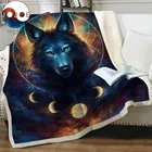 Ловец снов от jojojoesart Wolf бархатное плюшевое одеяло для дивана, покрывало с лунным затмением, тонкое стеганое одеяло с принтом Галактики, 150x200 см