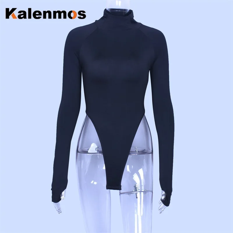 Long Sleeve High Neck Bodycon Jumpsuit Sexy Praty Club Christmas KALENMOS Autumn Winter Women Fashion Casual Slim Fit Bodysuit | Женская