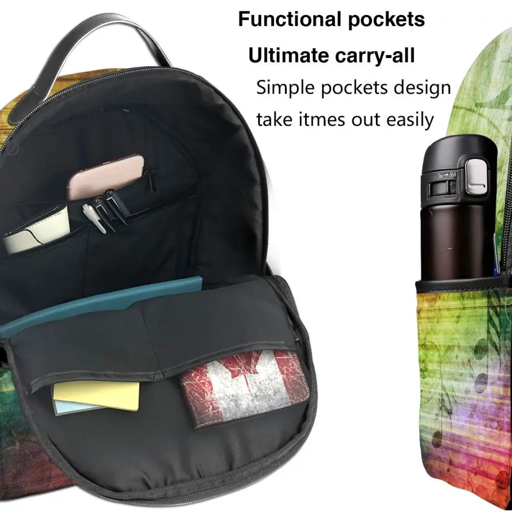 

Backpack Women Fashion Shoulder Bag Vintage Colorful Music Notes School Bag For Teenage Girl Boy Children Backpacks Travel Bag