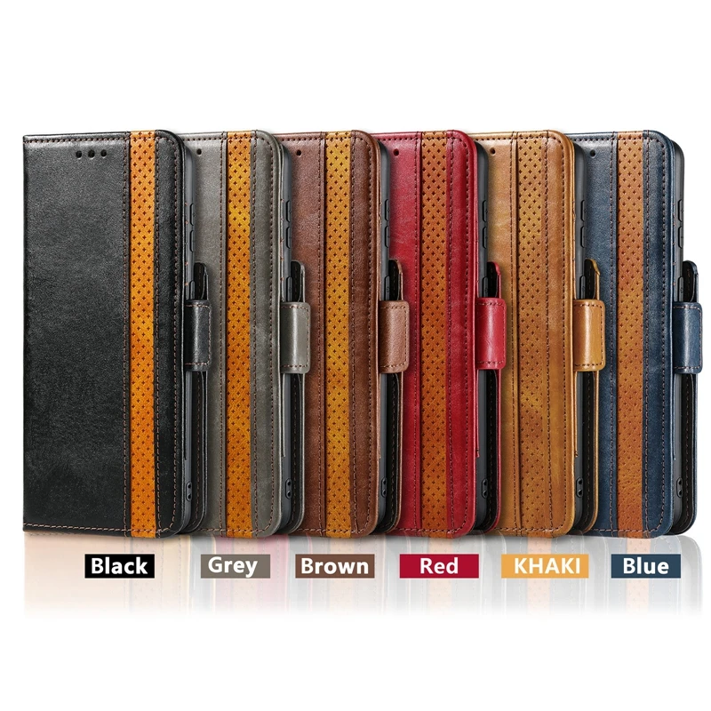 

Splicing PU Leather Wallet Built in Magnet Flip Phone Cover for Samsung Galaxy S21 S20 Ultra Plus Note 20 A12 A82