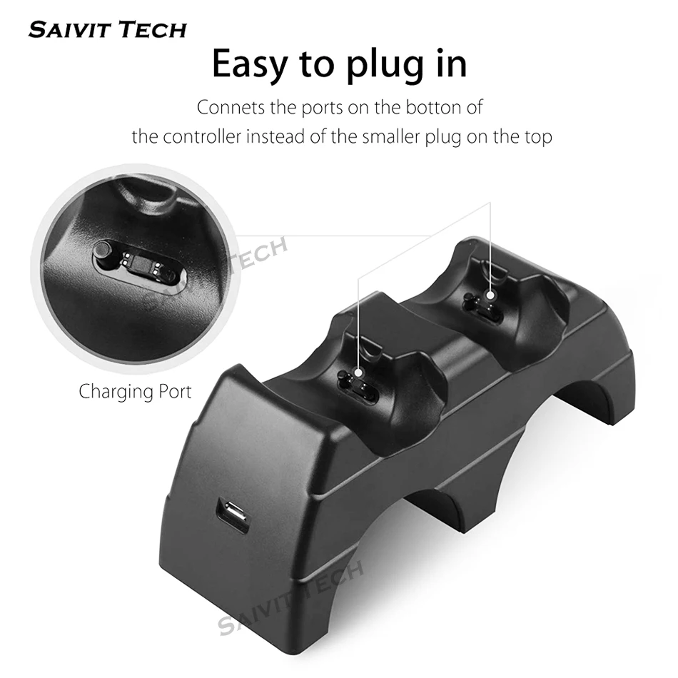 Тонкая беспроводная док станция для контроллеров Sony PlayStation PS 4 DualShock двойное