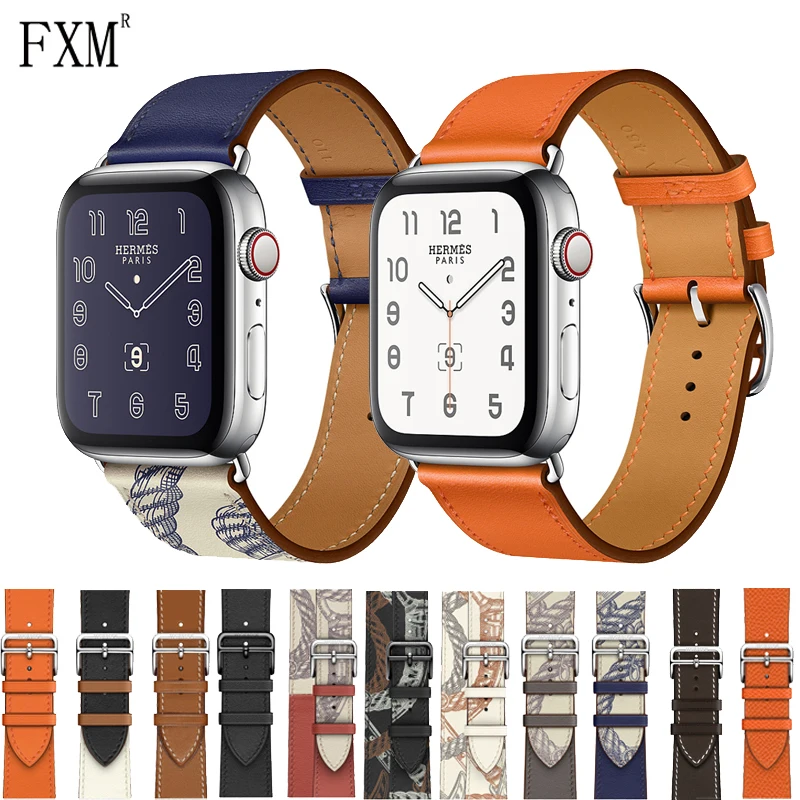 Ремешок для Apple Watch 44 мм 40 correa iwatch 42 38 5 4 3 2 кожаный двойной тур браслет apple watch