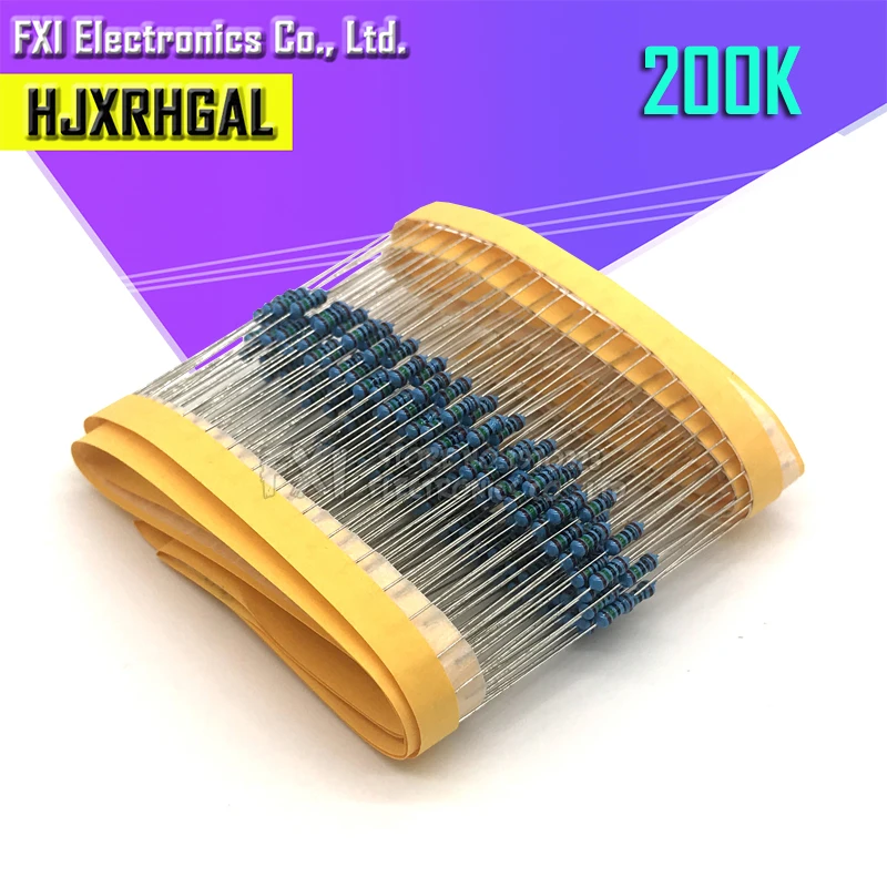 

100 шт. 200K ohm 1/4W 1% металлического пленочного резистора 0,25 W 1/4w Сопротивление