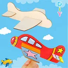 4 шт.компл. DIY пустые Деревянные самолеты материалы для рисования детские развивающие игрушки модель самолета детский сад ручной работы игрушки для рисования