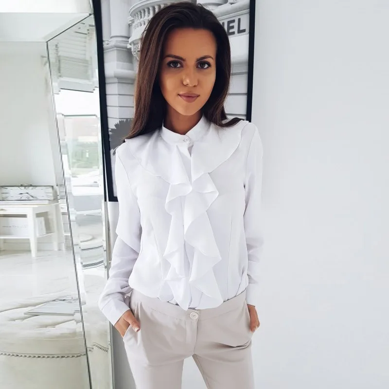 Женская рубашка с длинным рукавом и v образным вырезом ollprincess Новинка осени