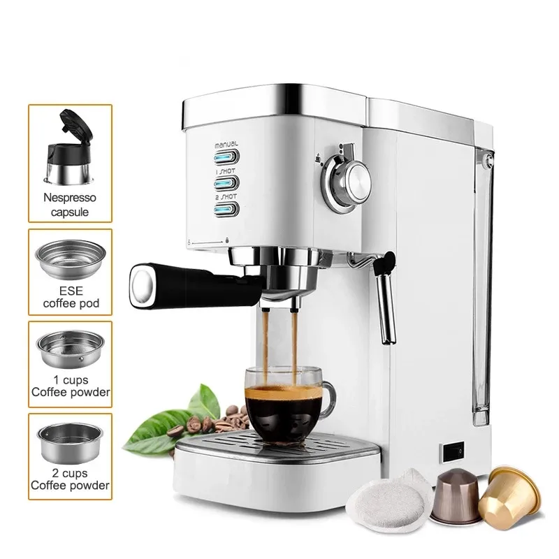 

Zhoutu 3 in 1 Espresso Coffee Machine, 20 Bar Nespresso capsule Coffee Maker with Milk Frother Wand for Cappuccino & Latte,White
