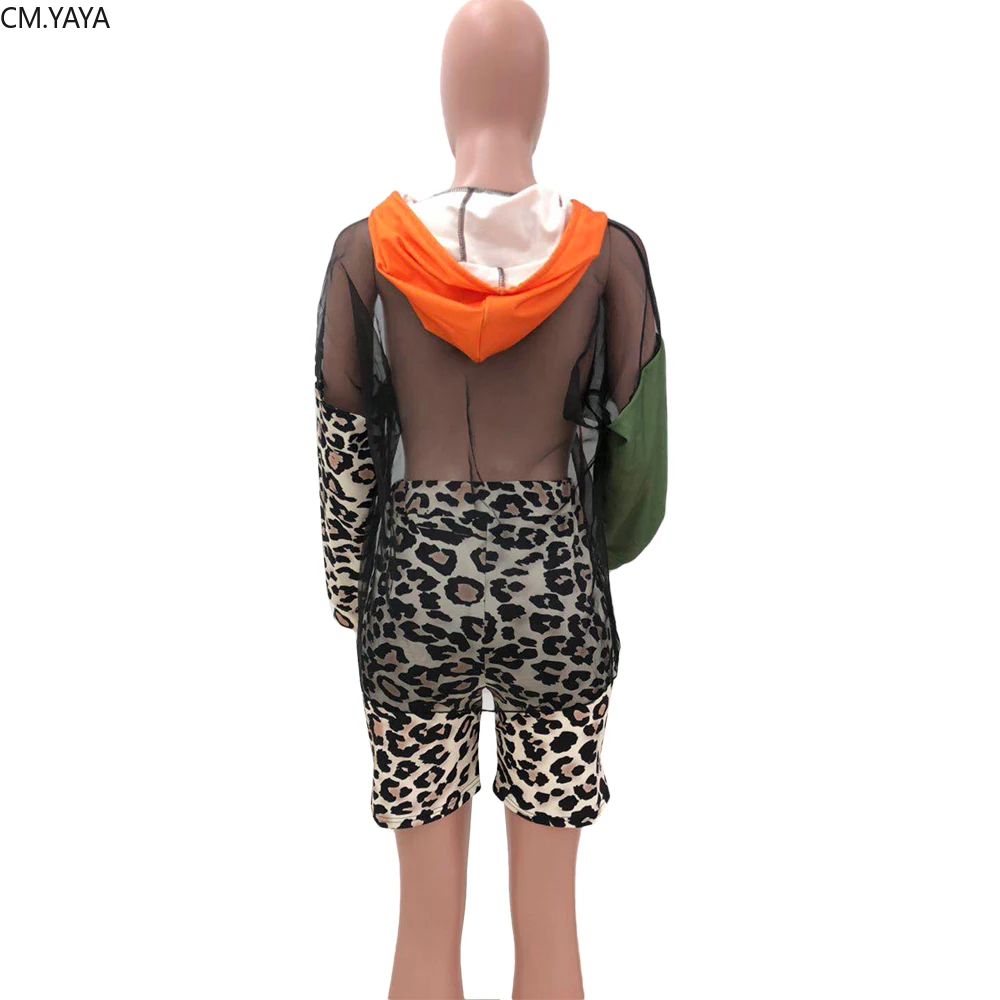 Зимний женский комплект сетчатый прозрачный топ с капюшоном и длинным рукавом