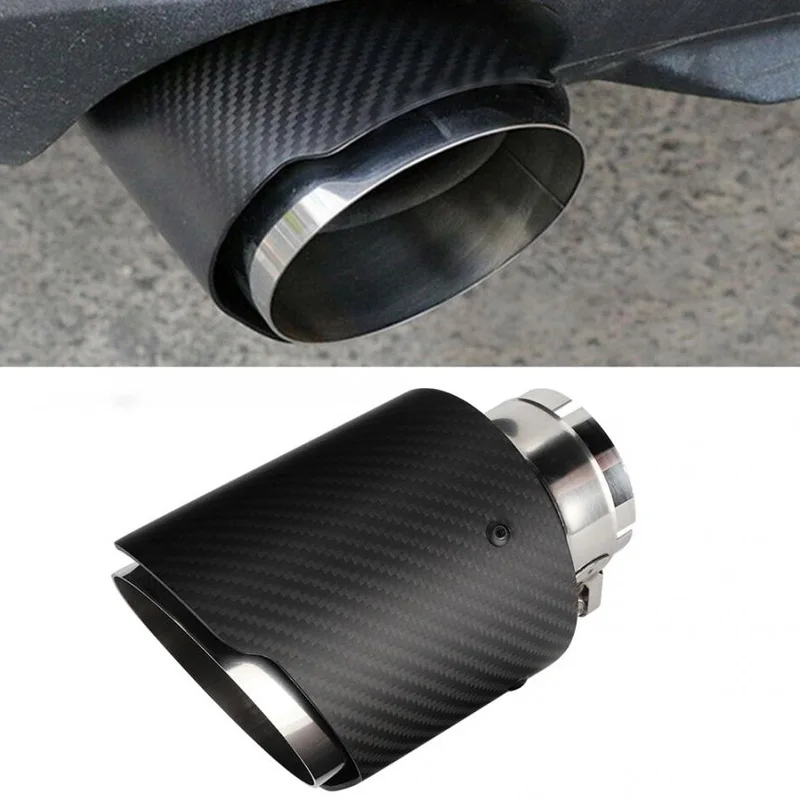 

1pcs with logo, decorated with Multi Size 101 single outlet stainless steel tailpipe carbon fiber matte exhaust pipe