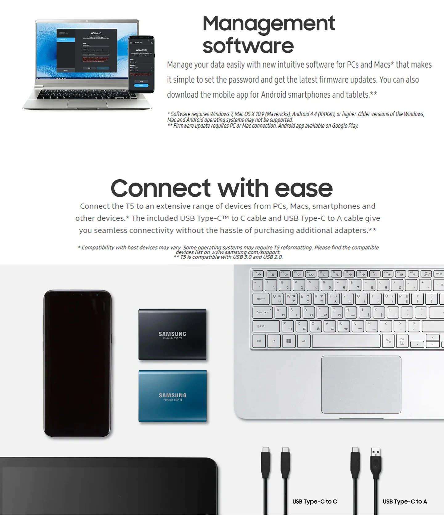 SAMSUNG Внешний твердотельный накопитель T5 250 ГБ 500 1 ТБ 2 ТБ USB 3,1 внешний жесткий диск SSD твердотельных дисков HDD для настольных ПК цвет: черный, синий