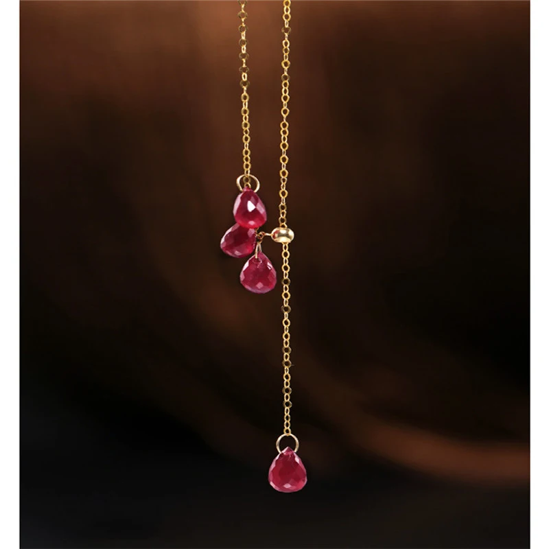 Бренд DAIMI граненый Рубин Цепочки и ожерелья женский желтый 18K золотой Небесно