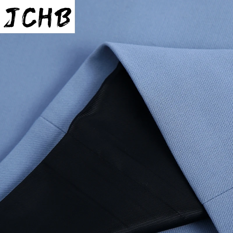 

SHZQJCHB Casual Double Breasted Blue Blazer Women Notched Neck Office Tops Outerwear Long Sleeve Lady Suit Blazer Spring Autumn
