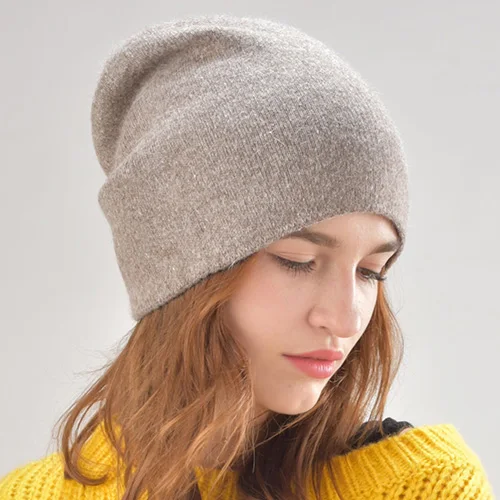 FURTALK Шерсть Девушку Весна Осень Женщины Hat вязание Шапочки Hat Cap для Девочек Громоздкая Сумка Шляпы для Женщины Чулок Hat - Цвет: Style 2 Khaki