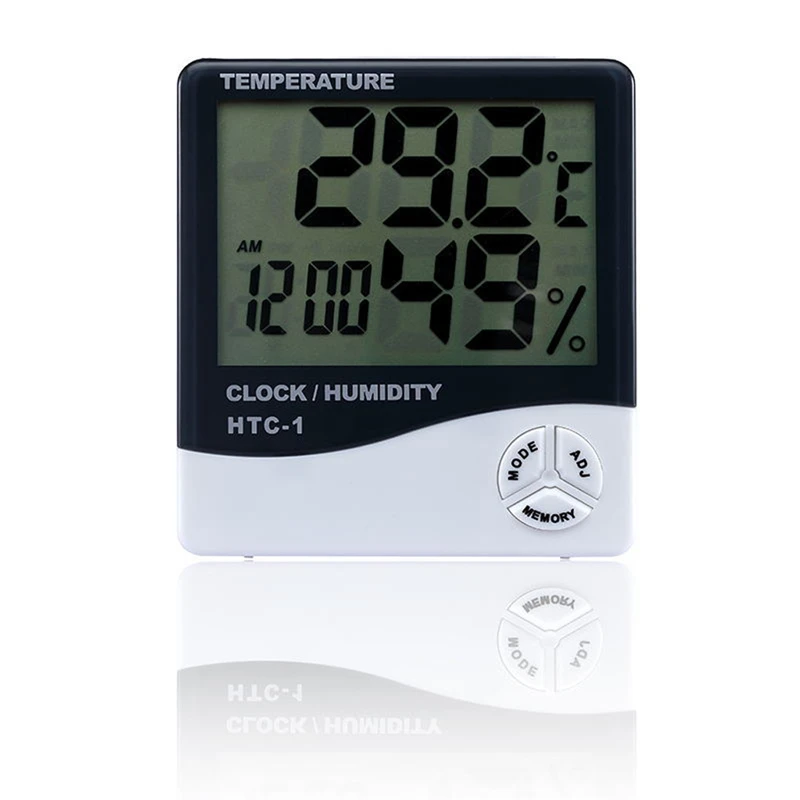 

LCD Indoor Outdoor Digital Thermometer Hygrometer Display Temperature Hygrometer Weather Station Clock HTC-1 HTC-2