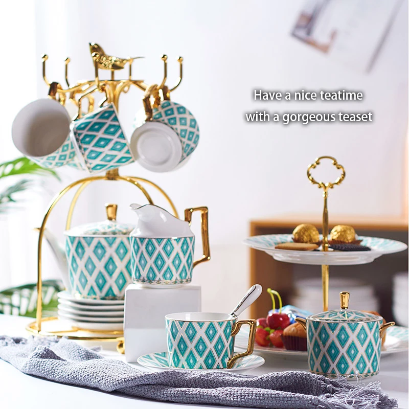 

Gold Painted Bone China Coffee Set Luxury Porcelain Tea Set Pot Cup Ceramic Mug Sugar Bowl Creamer Teapot Milk Jug Coffeeware